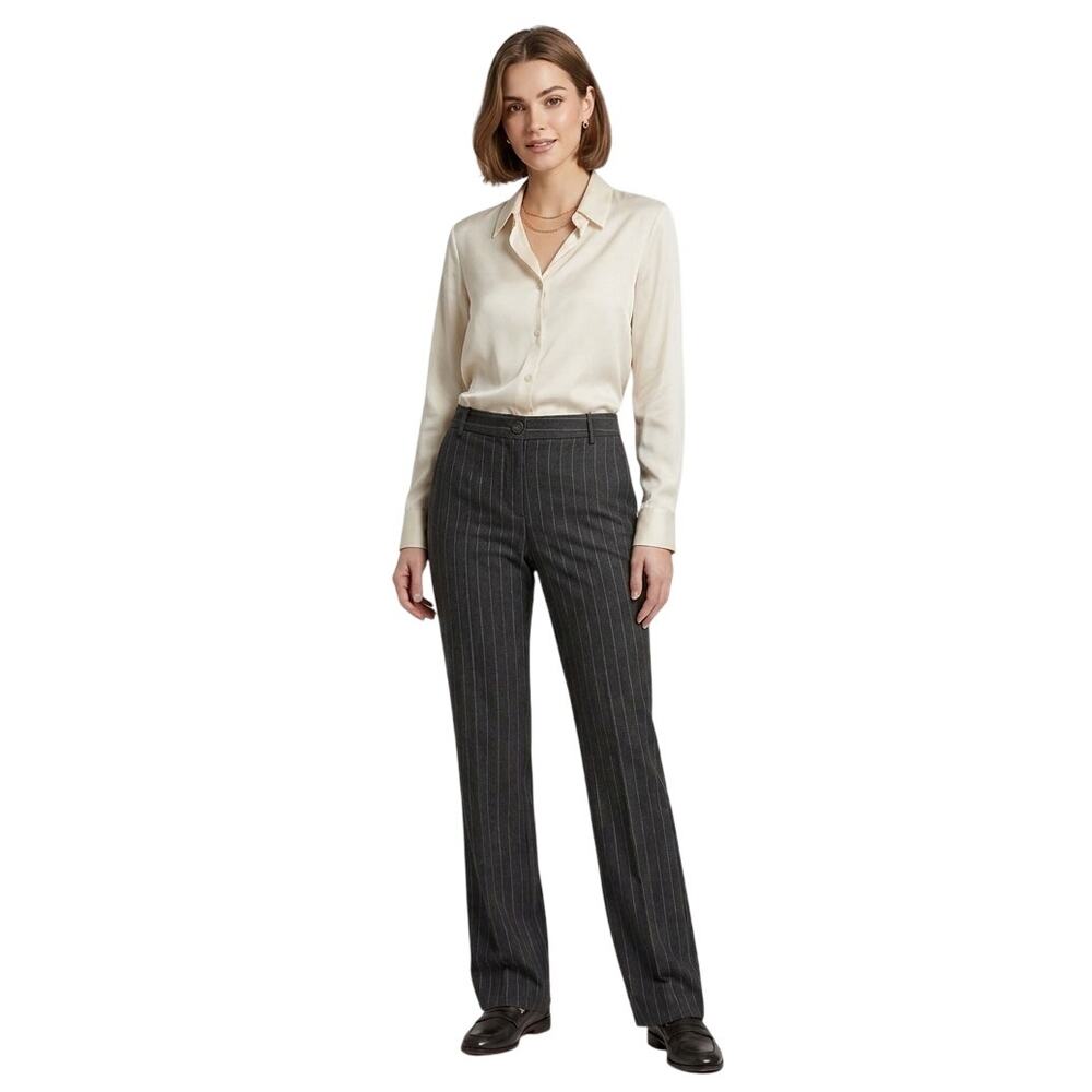 Theory Pinstripe Wool Blend Grey Dress Pants Size 10